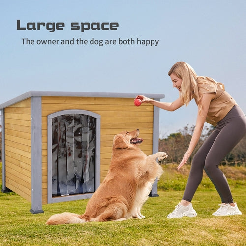 45' winter warm outdoor indoor dog house, made of solid wood, plastic