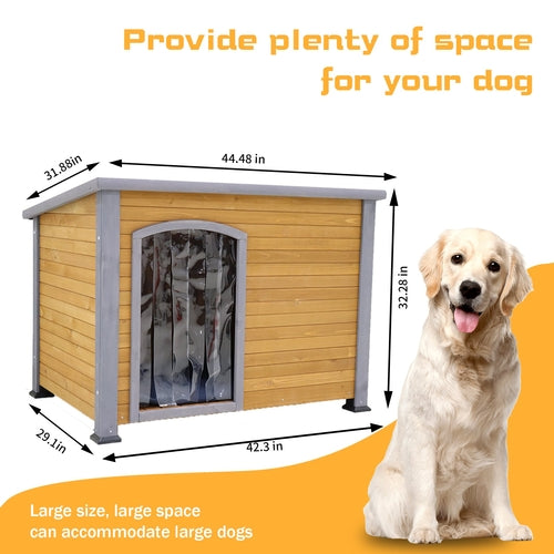 45' winter warm outdoor indoor dog house, made of solid wood, plastic